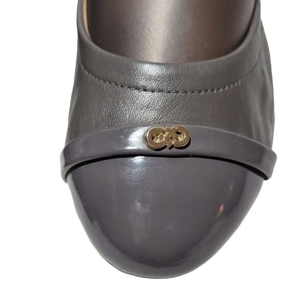 Cole Haan Elsie Ballet Flat Shoes Womens 8B Patent Cap Toe Gray Soft Leather - Picture 10 of 14